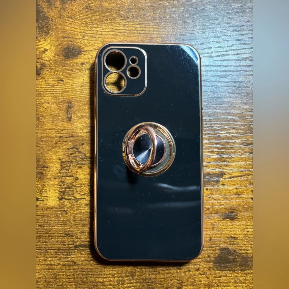 Black iPhone 12 Case with Ring Holder
